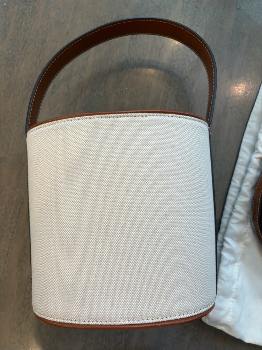 STAUD Bissett Leather-Trimmed Canvas Bucket Bag - Picture 6 of 9